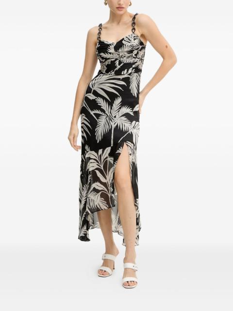 chain-strap floral-pattern midi dress