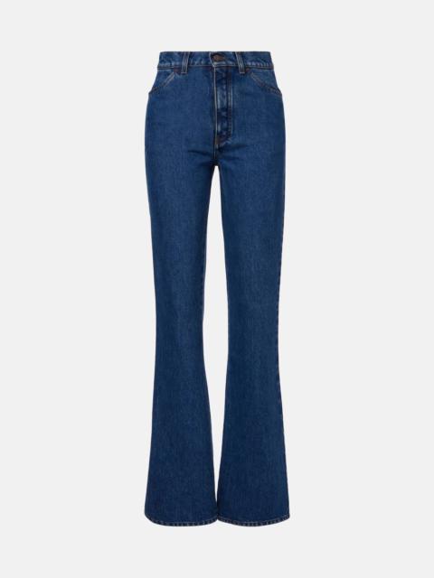 Mid-rise cotton and silk jeans