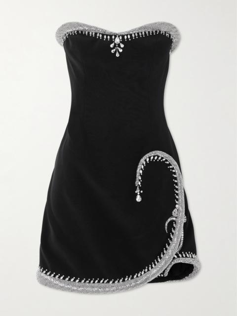 Strapless Crystal-embellished Silk-blend Crepe Mini Dress