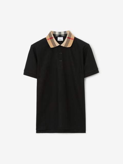 Check Collar Cotton Polo Shirt