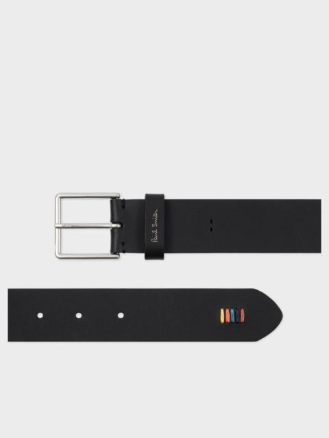 Black Leather 'Artist Stripe' Stitch Belt