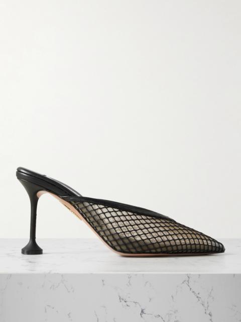 Bisous 85 Leather-trimmed Mesh Point-toe Mules