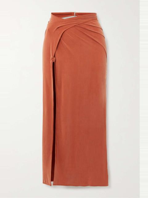 Espelho twisted stretch-jersey midi skirt