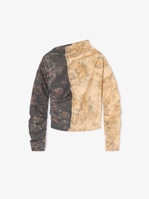 BLACK AND BEIGE RUCHED TOP