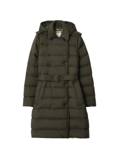 hooded double-breasted puffer coat
