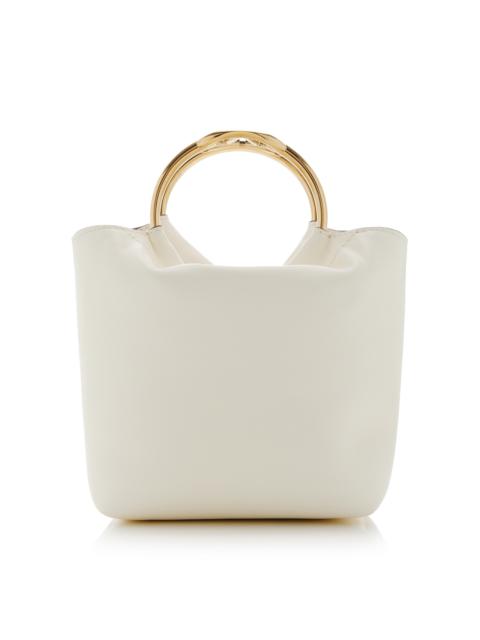Carry Secrets Small Leather Bucket Bag white