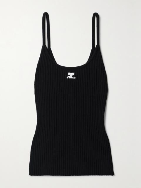 Reedition Appliquéd Ribbed-knit Tank