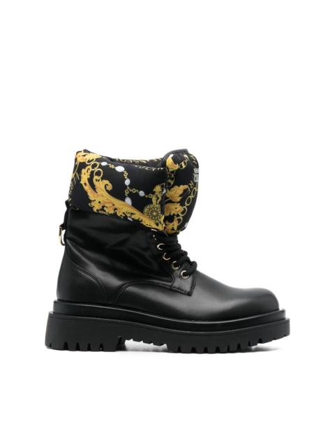 logo-print round-toe boots