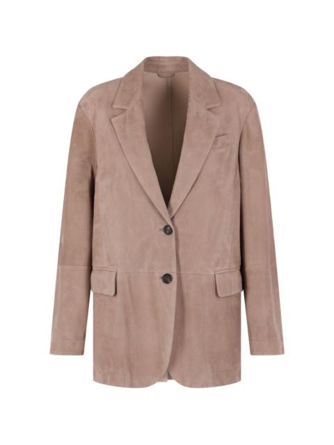 suede single-breasted blazer