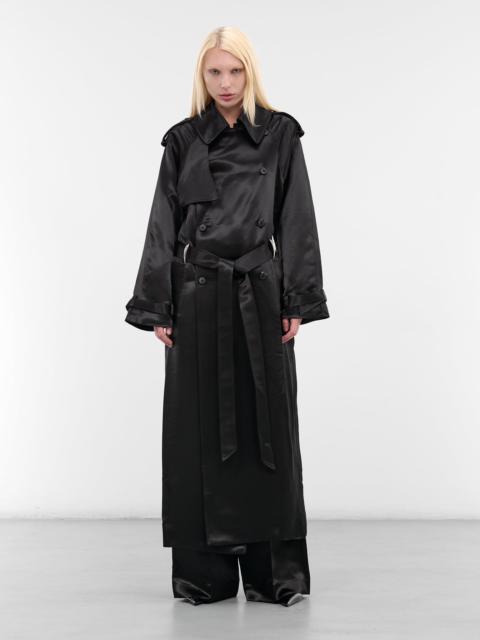 Black Liquid Viscose Trench Coat