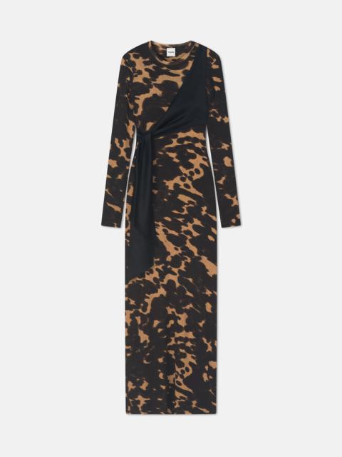 Mesh Jersey/Slip Satin Long Dress