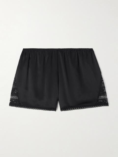 Devoilee Lace-trimmed Silk-satin Shorts