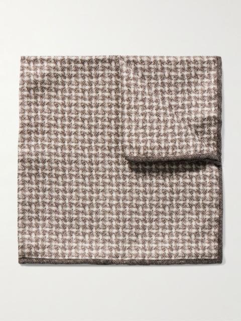 Checked Silk-Jacquard Pocket Square Brown