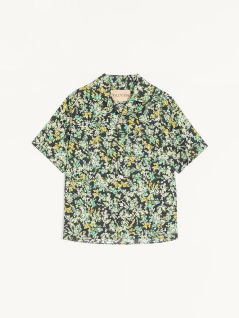 VALENTINO COTTON POPLIN BOWLING SHIRT WITH PAPIER FLORAL PRINT