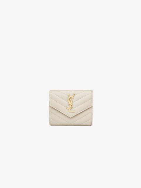 CASSANDRE MATELASSÉ COMPACT TRI FOLD WALLET IN LAMBSKIN