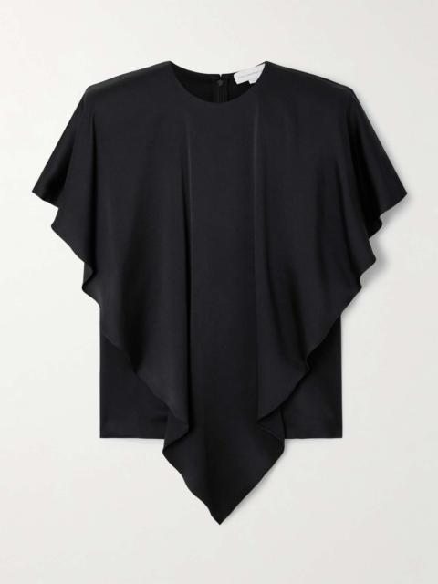 Asymmetric layered satin blouse Black
