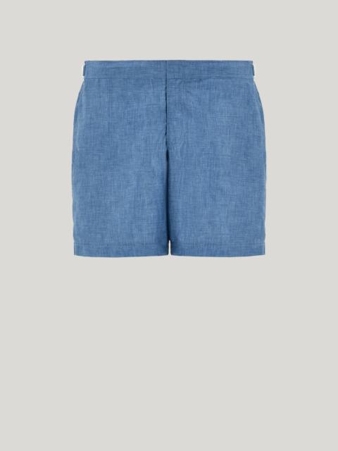 TEAL SWIM SHORTS IN TECHNICAL FABRIC WITH LOGOED SIDE BUCKLES