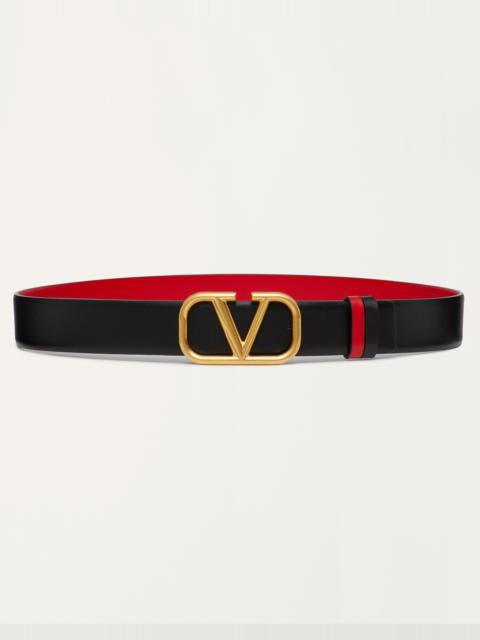 REVERSIBLE VLOGO SIGNATURE BELT IN GLOSSY CALFSKIN 30 MM