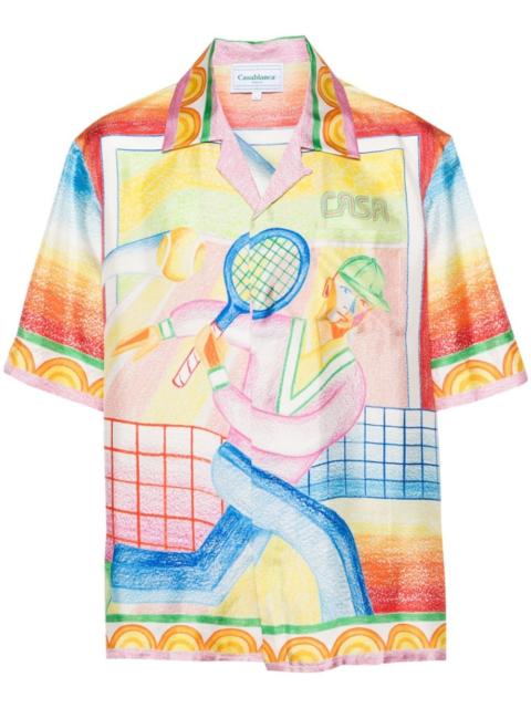 Crayon Tennis Player silk shirt