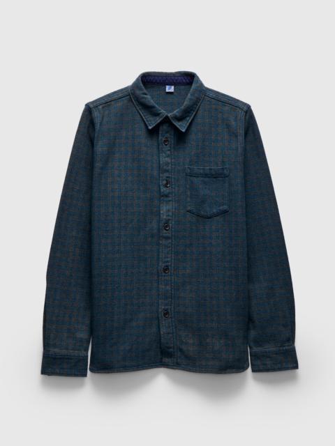 Indigo Overdye Cotton Tweed Shirt in Green Check