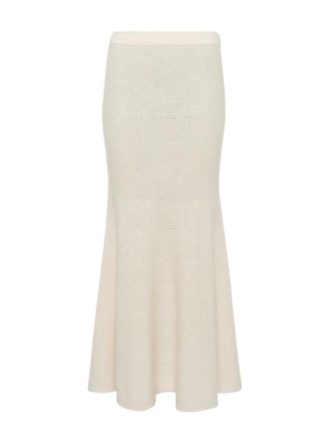 Manni Knit Maxi Skirt in Ivory Cashmere