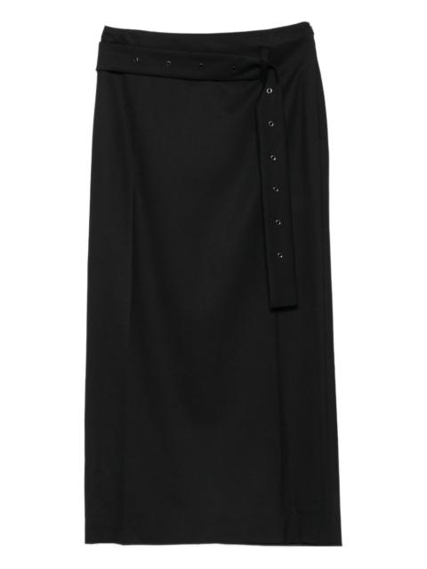 eyelet-detail belted skirt