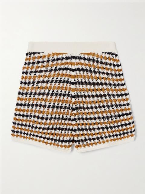 Disco open-knit cotton-blend shorts Yellow
