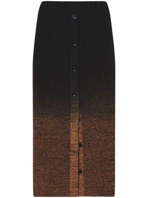 gradient-effect knitted midi skirt