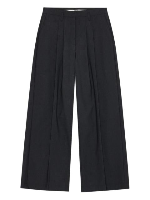 pinstripe pleated-front trousers