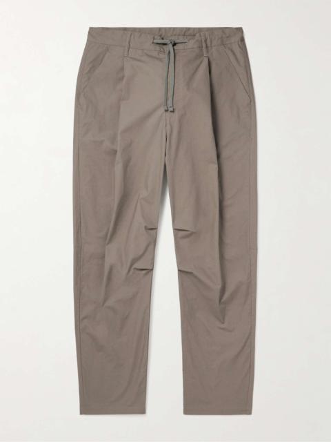 Studio Tapered Pleated Cotton Drawstring Trousers