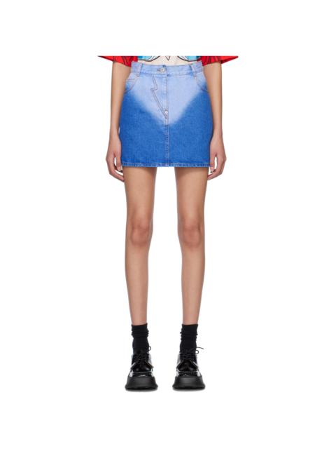 Blue Brief-Washed Denim Miniskirt