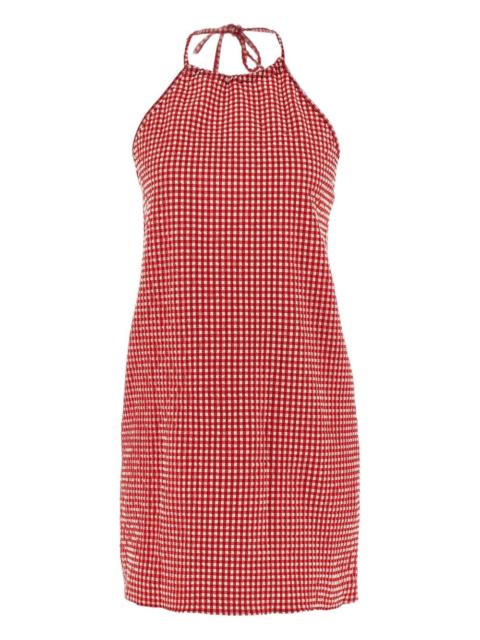 halterneck gingham mini dress