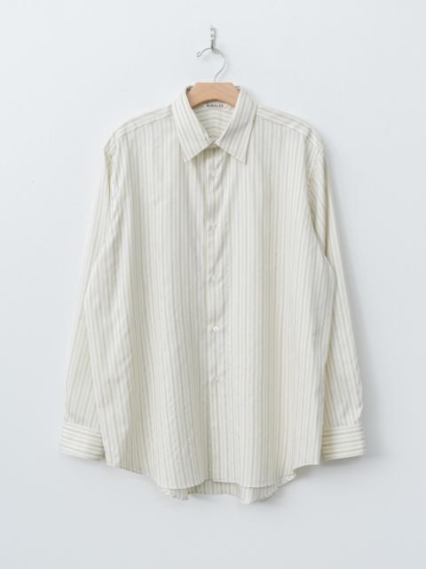 Cotton Silk Stripe Shirt - Ivory Stripe