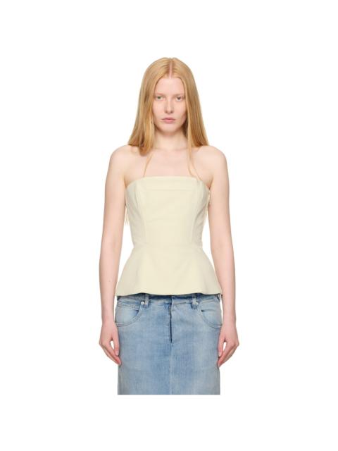 SSENSE Exclusive Beige Topstitching Corset Top