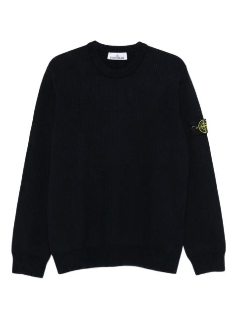 ribbed-knit logo-patch sweater