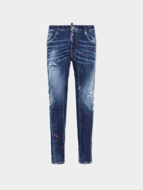 MEDIUM EASY RED SPOTS WASH TIDY BIKER JEANS