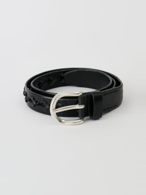 Plait Belt Flecking Black Leather