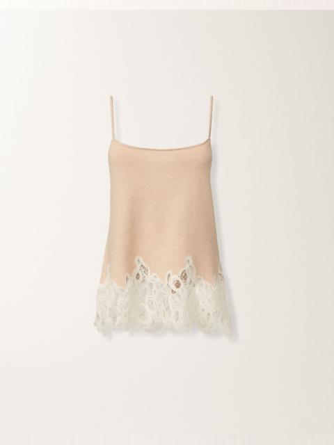 Platinum lingerie top with macramé lace