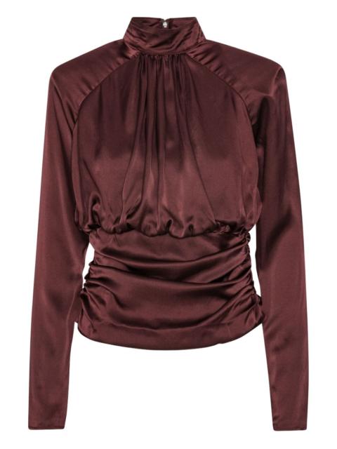 ruched mock-neck top