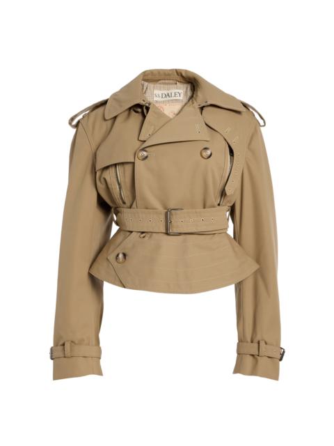 Eliza Cotton-Gabardine Peplum Trench Coat neutral