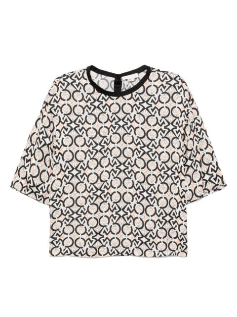 subtitle-printed charmeuse T-shirt