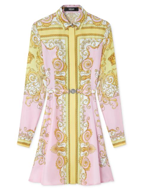 Printed Mini Shirt Dress - Pale Yellow Rose