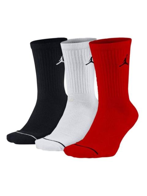 Air Jordan Solid Color Embroidered Athletic Socks Unisex 3 Pairs Black + Red + White SX5545-011