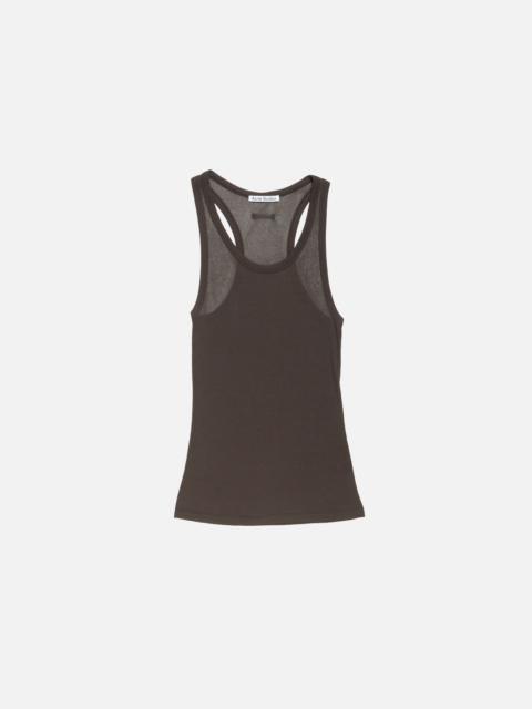 Thin ribbed tank top - Dark brown