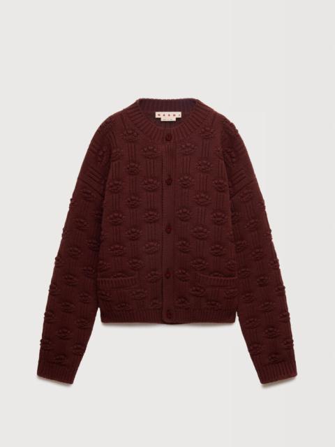 BROWN FISHERMAN WOOL-CASHMERE CARDIGAN