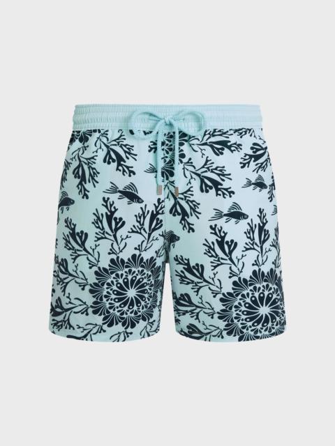 MEN SWIM TRUNKS FLOCKED CORAL MANDALA