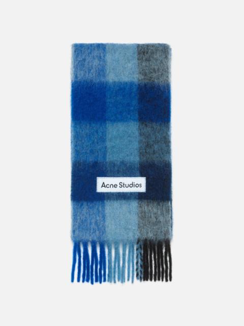 Mohair checked scarf - Dark Navy/Black/Blue