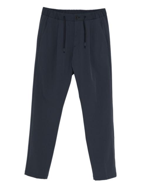 pleated drawstring straight-leg trousers