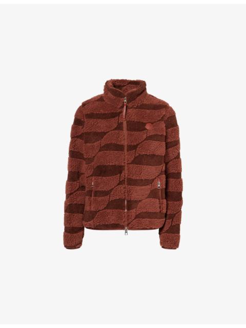 Teddy Jacquard Padded Zip-Up Fleece Cardigan