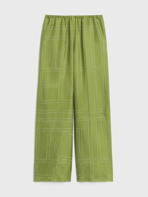 Monogram silk pj bottoms laurel